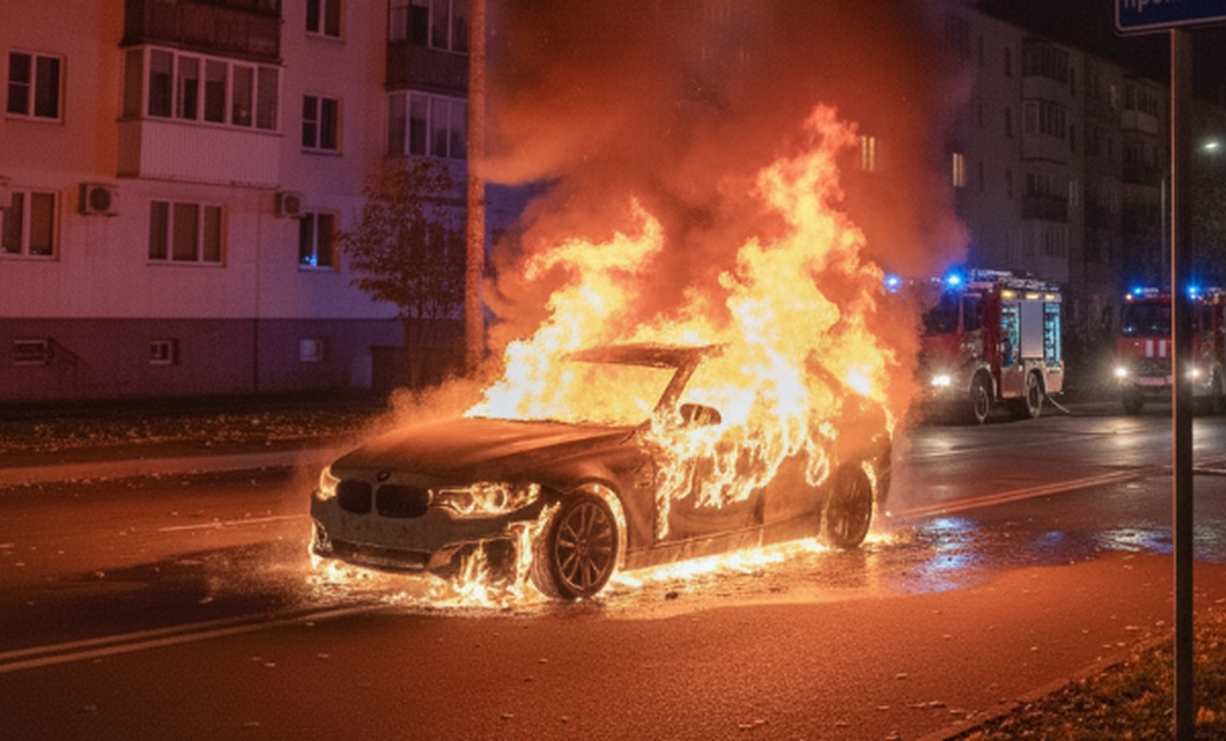 У Чернігові вночі згорів автомобіль BMW