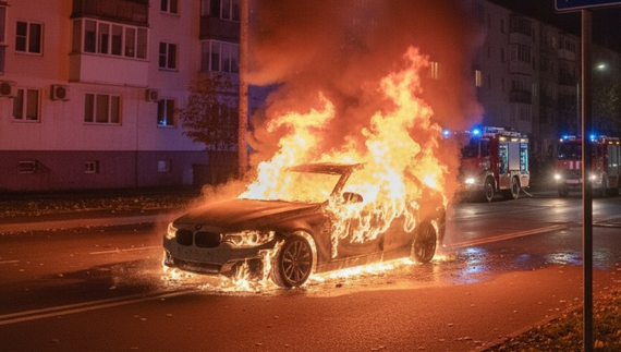 У Чернігові вночі згорів автомобіль BMW