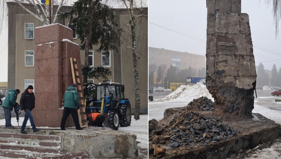 У Мені демонтують постамент леніну. На його місці стоятиме лед-екран