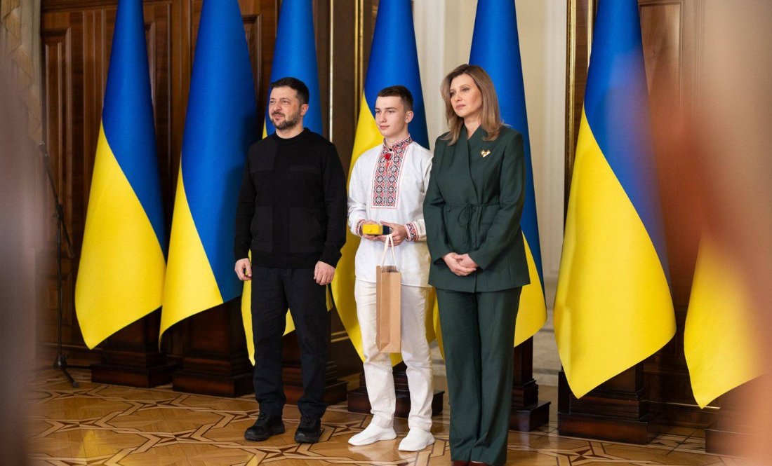 Данило Рак із Володимиром та Оленою Зеленськими