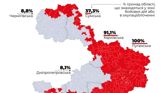 Які території Чернігівщини вважаються зоною бойових дій