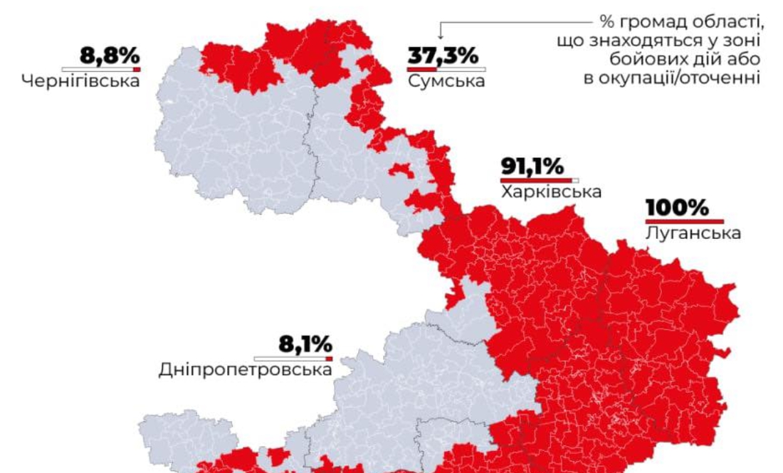 Які території Чернігівщини вважаються зоною бойових дій