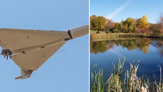 На Чернігівщині "шахед" упав у ставок, зарився в мул і вибухнув. Постраждали вікна і птиця