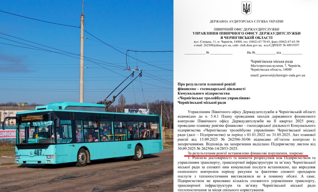 Деталі - з росії, тролейбуси - з Броварів: аудитори перевірили Чернігівське тролейбусне управління