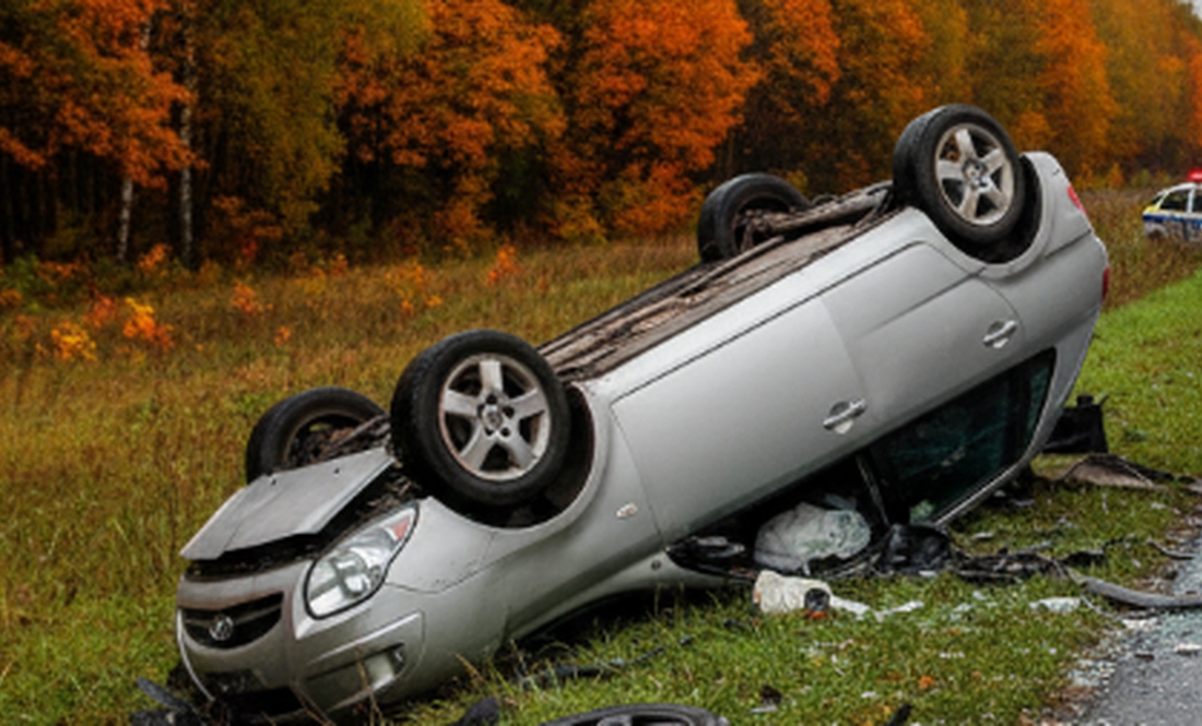 На трасі Київ–Чернігів перекинувся Hyundai: постраждали двоє дітей