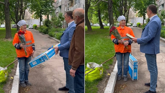 Ірину Курочкіну вітав мер Ніжина Олександр Кодола