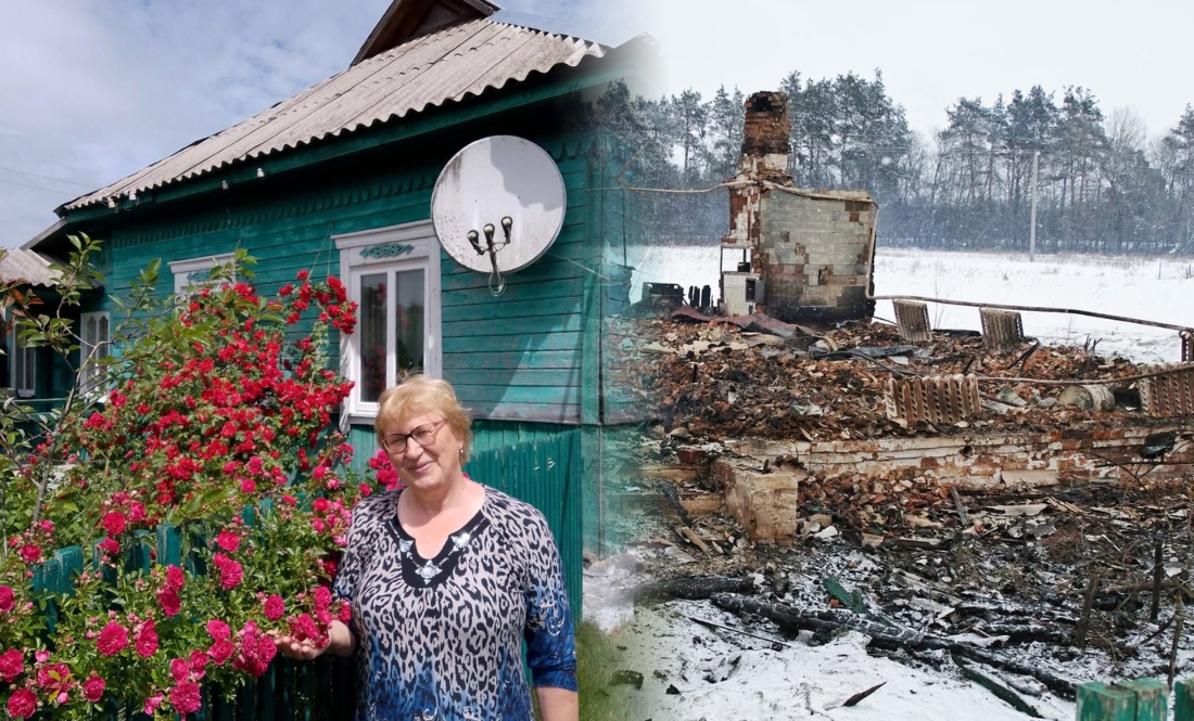 Будинок жительки села Великий Щимель до та після ворожого удару