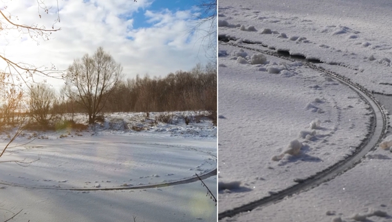 Аномальне явище на Чернігівщині: на річці з'явилося крижане коло, що обертається