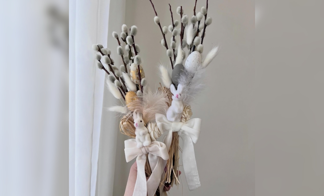 Жінка з Чернігівщини зробила незвичні букети на Вербну неділю