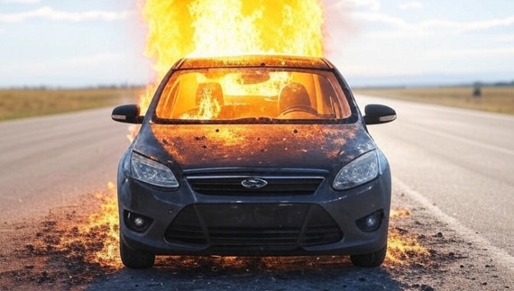 У Чернігові горів автомобіль Ford Focus