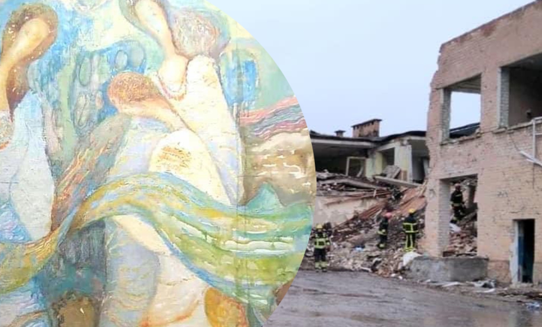 Цікава знахідка у Чернігові: у руїнах розбомбленої школи знайшли вцілілу цінну картину