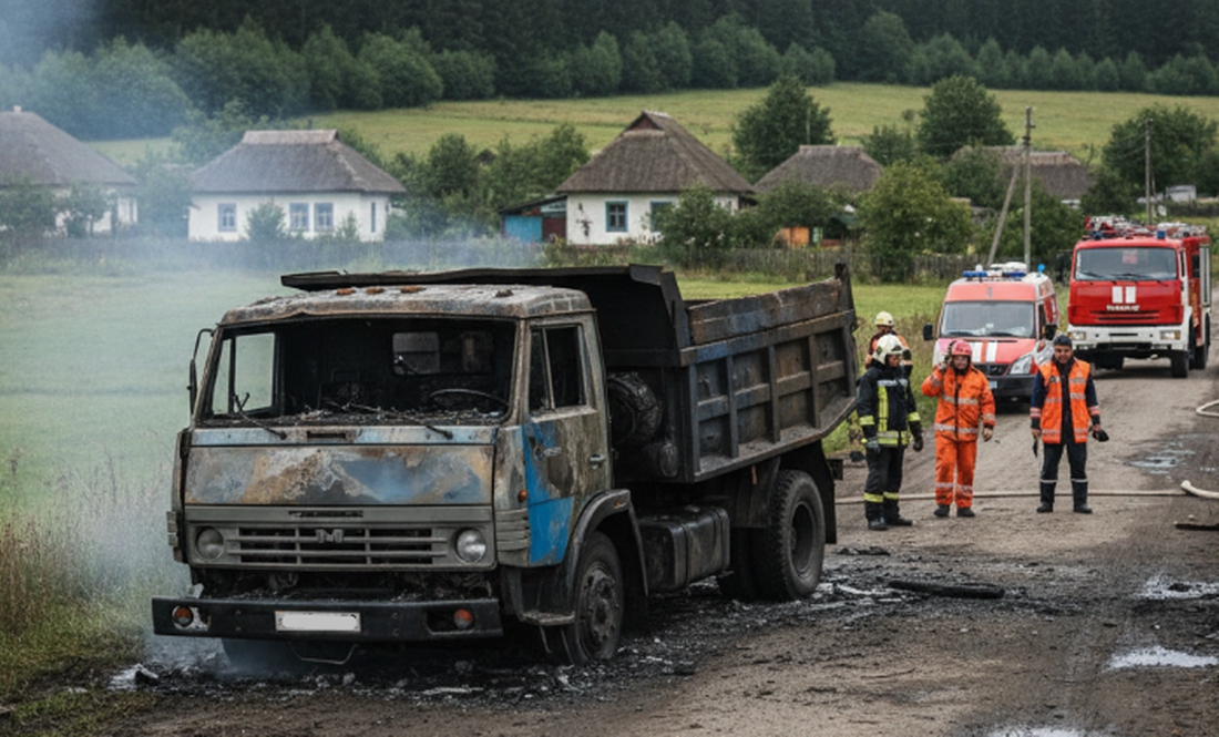 Пожежа вантажівки у Чернігівському районі: вогонь пошкодив КАМАЗ