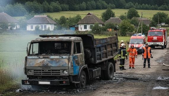 Пожежа вантажівки у Чернігівському районі: вогонь пошкодив КАМАЗ