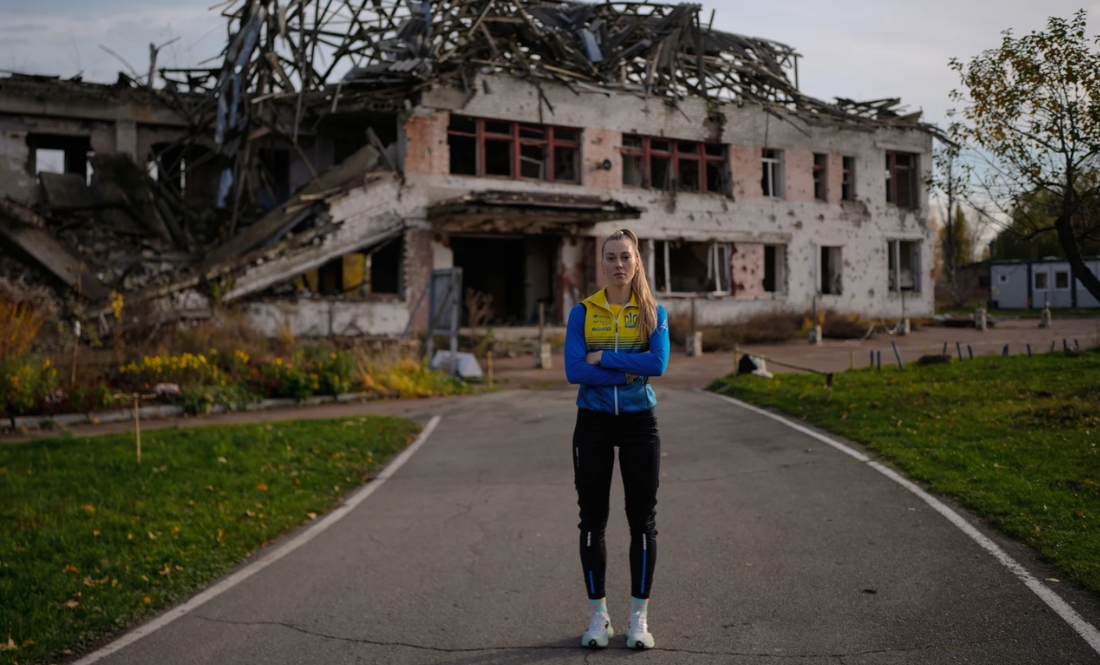 Біатлоністка Христина Дмитренко. (Фото AP/Джулія Демарі Ніхінсон)