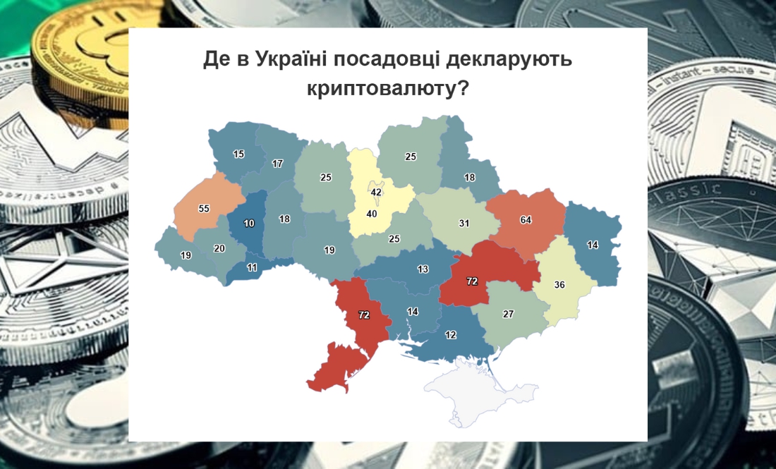 Кількість зареєстрованої криптовалюти по регіонах України