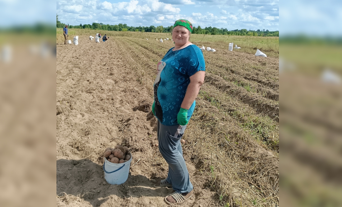 Вродила: Ірина Литвин копає картоплю не лопатою