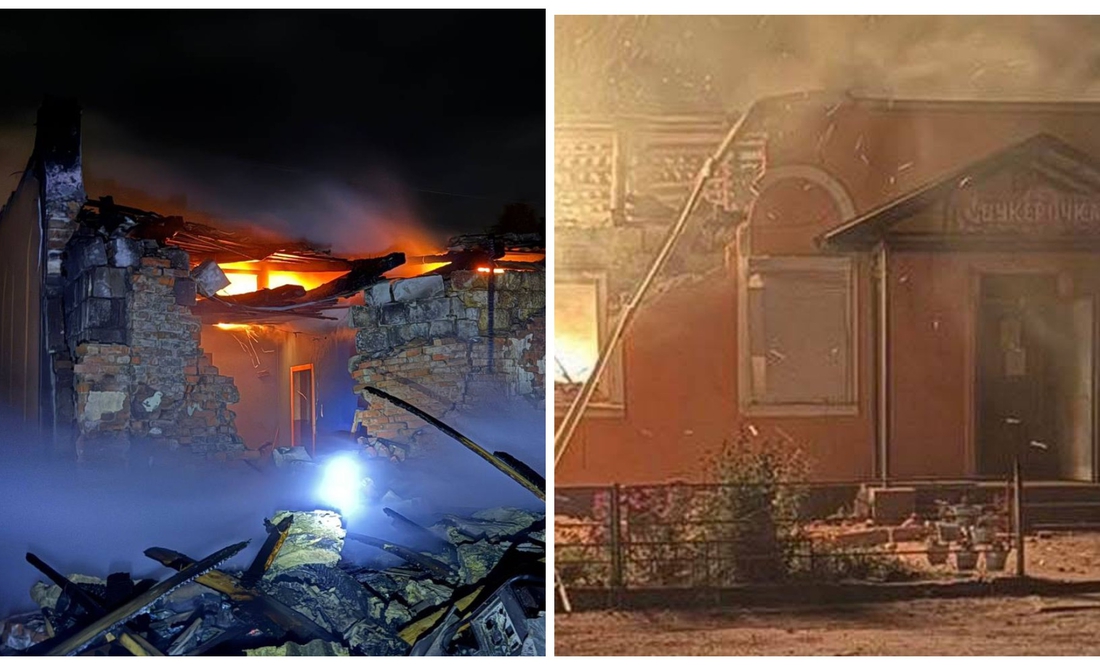 Пожежа у селі Семенівської громади після обстрілів. 8 жовтня 2025 року