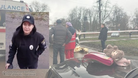 На фото: Олена Ющенко. Місце смертельної ДТП