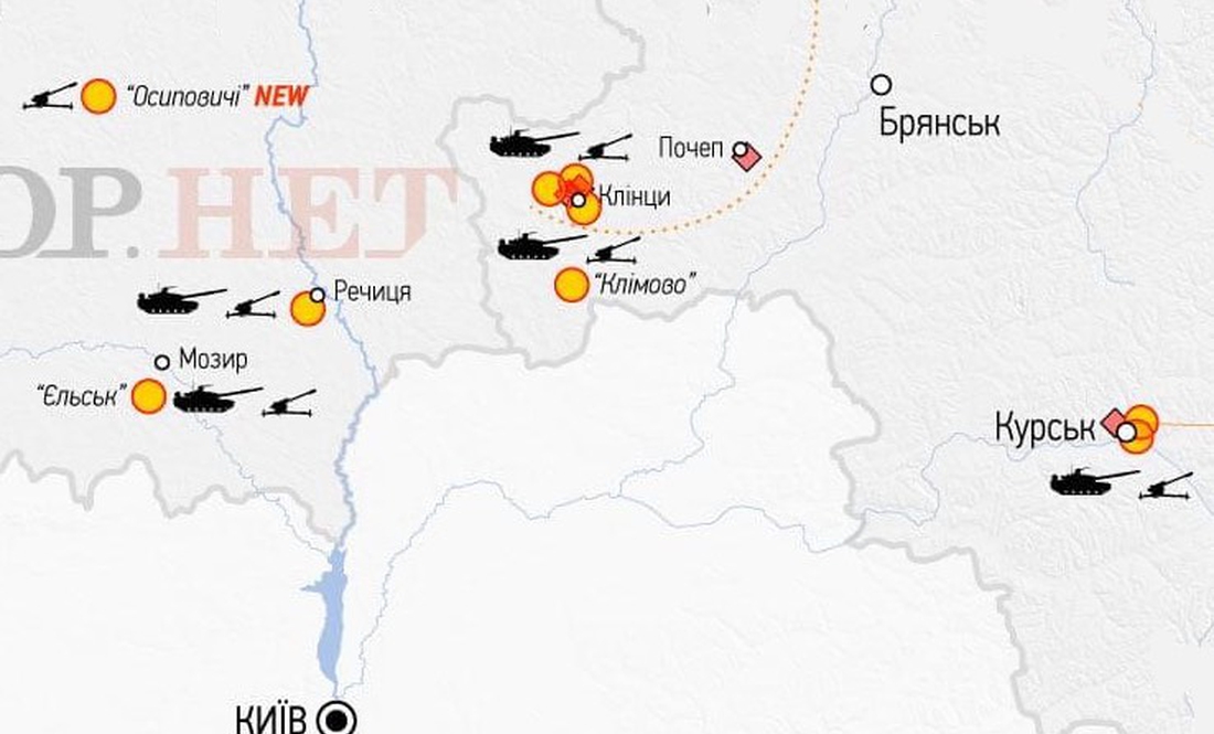 Оприлюднили карту концентрації російських ЗС біля кордонів України. За останній тиждень росіяни облаштували ще одну базу у Білорусі