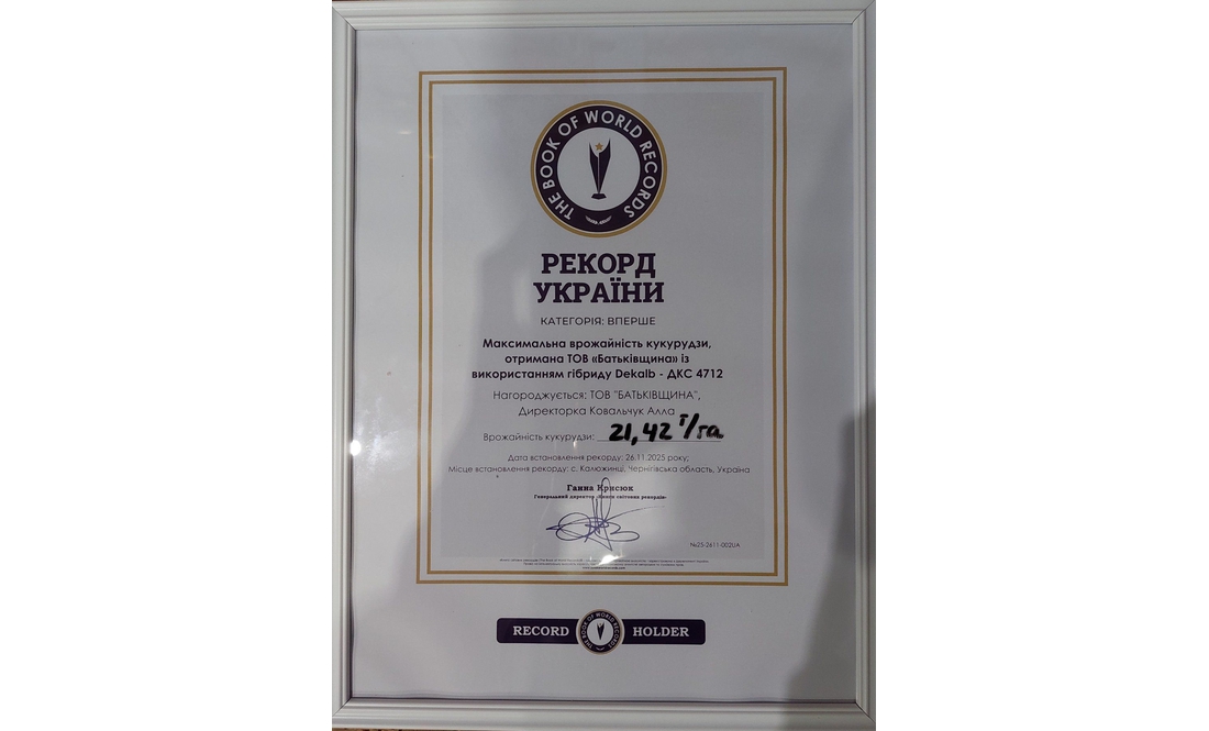 Кукурудзяний рекорд встановило підприємство з Чернігівщини
