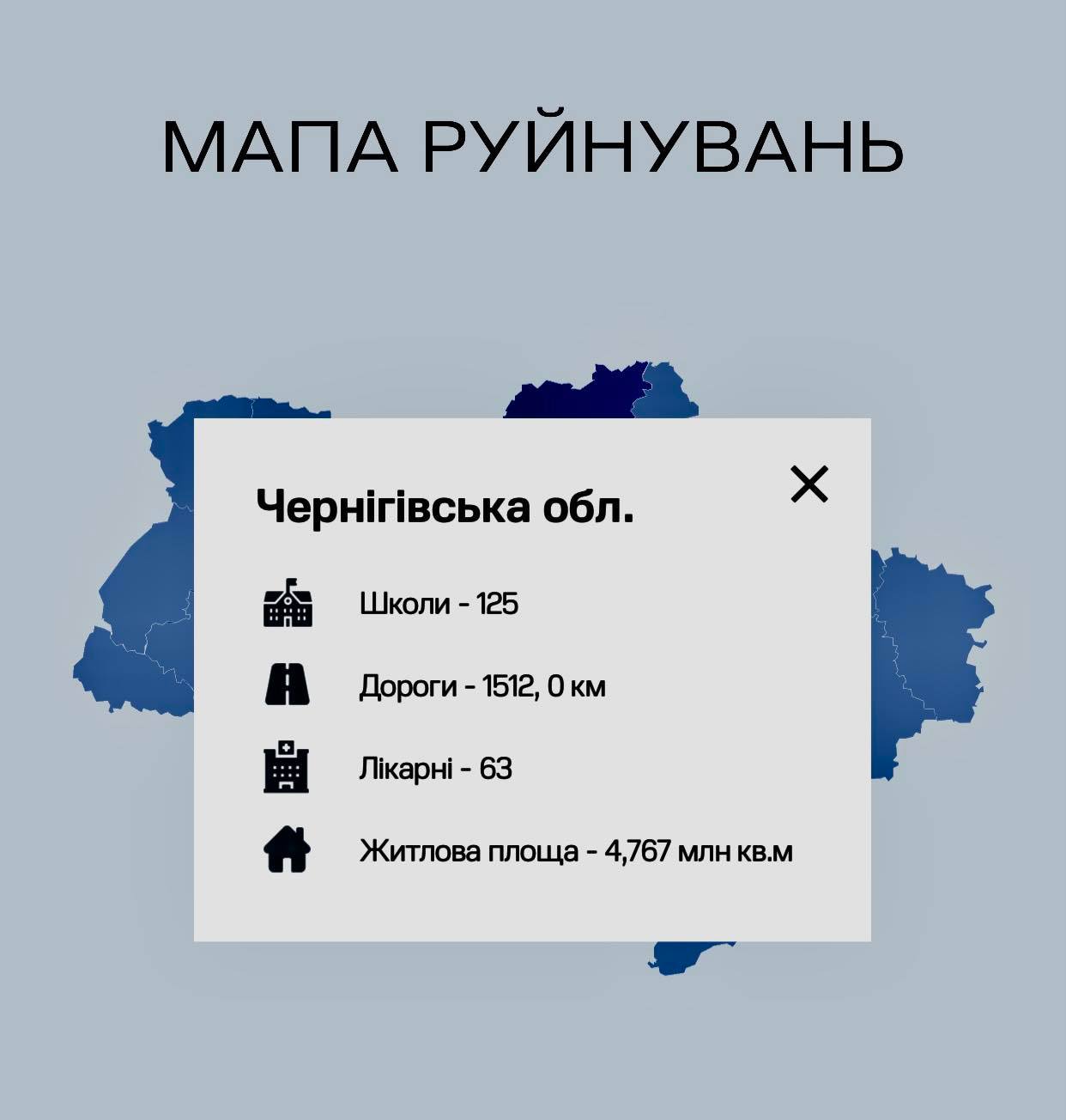 Скільки «квадратів» житла понівечили росіяни на Чернігівщині?