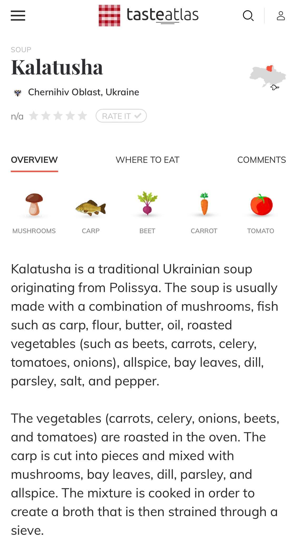 Чернігівська страва - у переліку рекомендованих світовим Атласом смаків