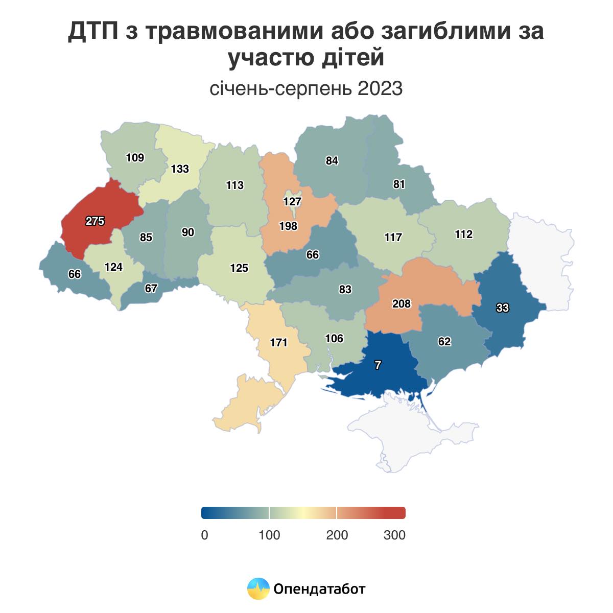  Кількість аварій за участі дітей. Інфорграфіка за 8 місяців 2023 року