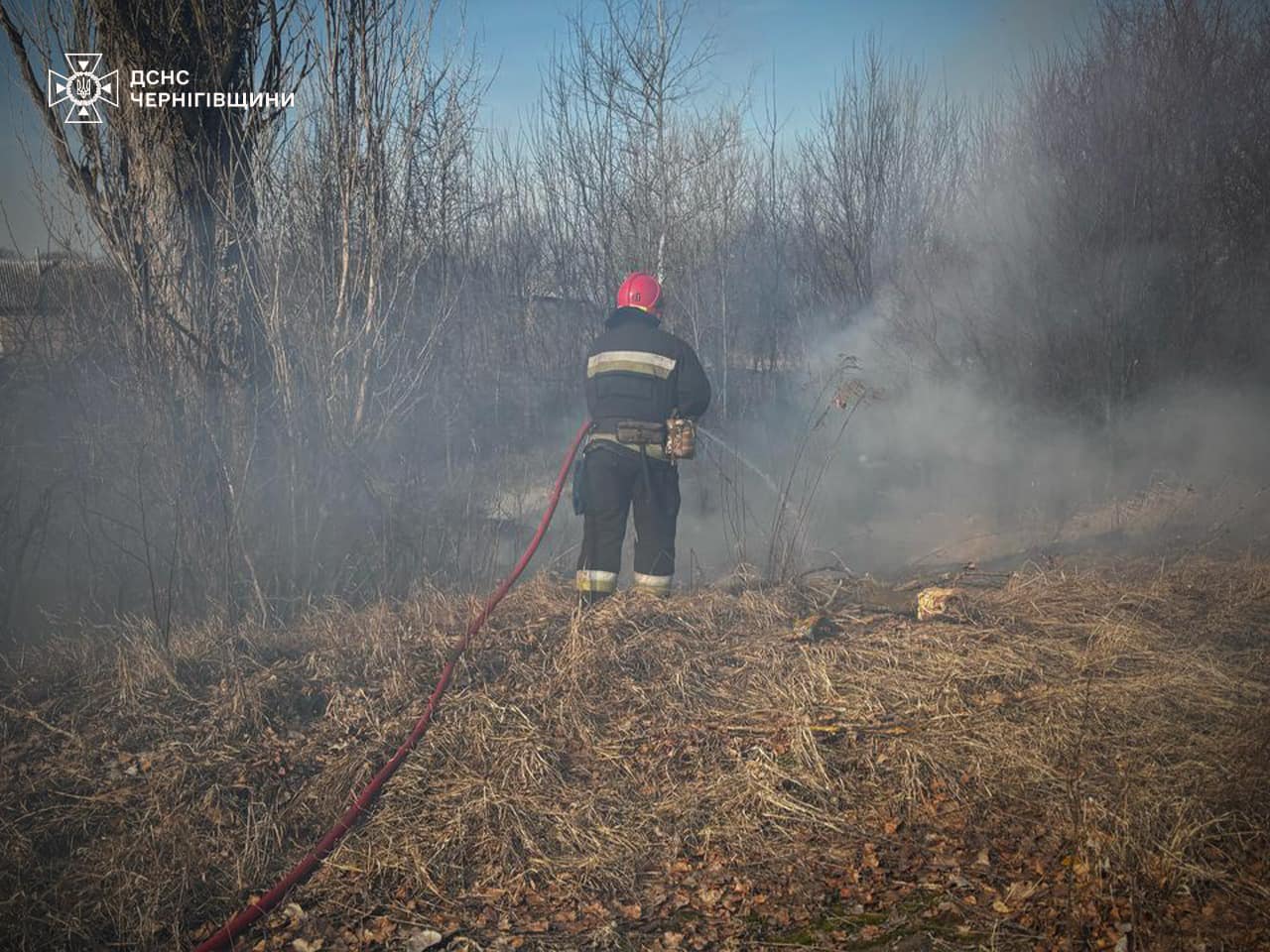 Підпалила траву та згоріла сама