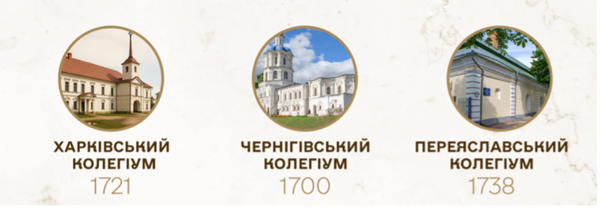 В Україні три університети ведуть історію із колегіумів 18 століття – із Чернігова, Харкова та Переяслава.