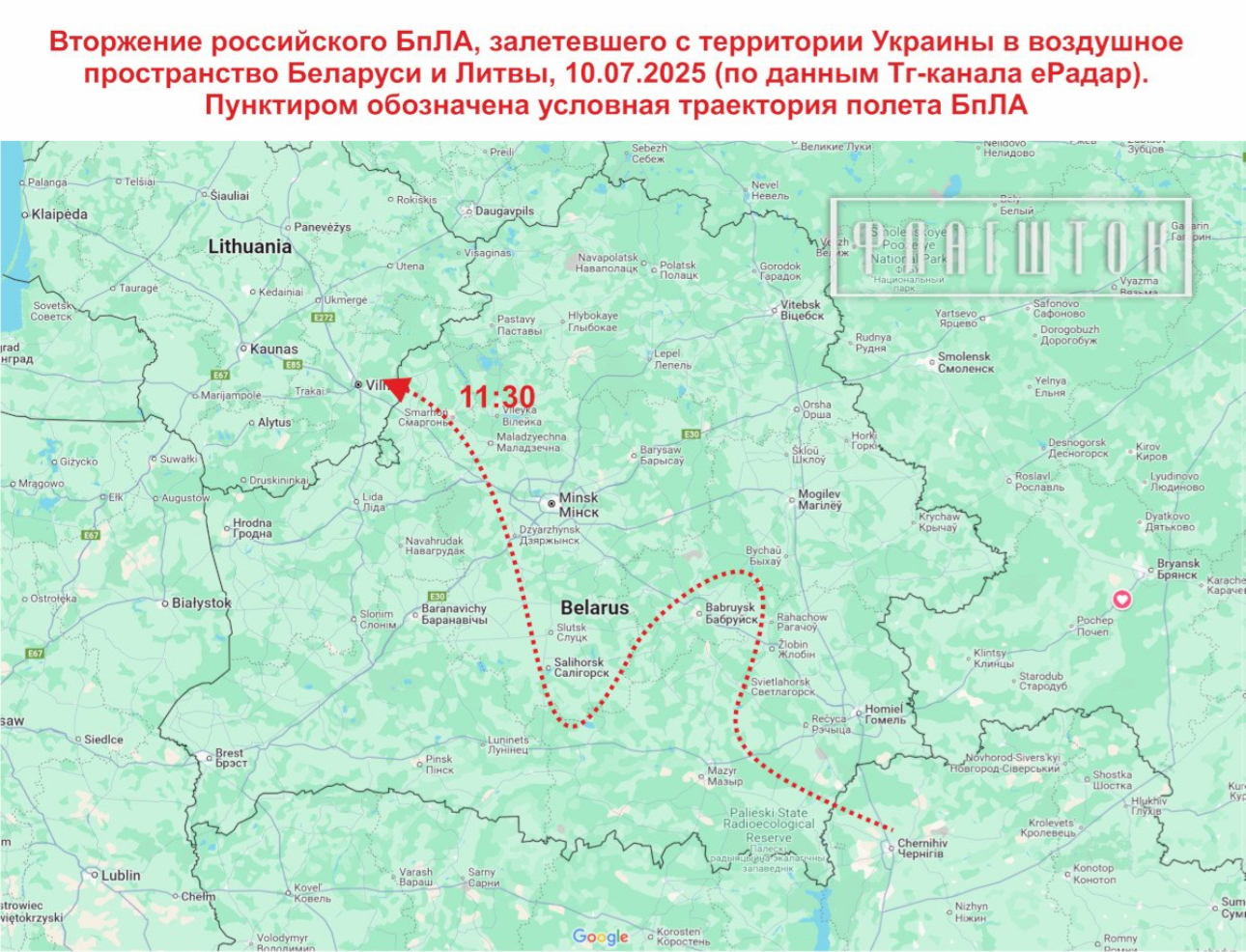 Дрон-приманка, який росіяни запустили на Чернігівщину, впав у Литві