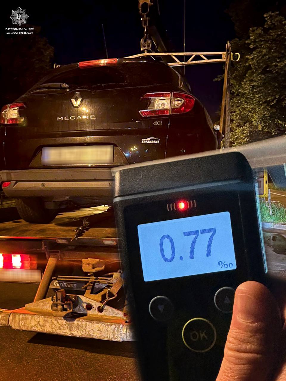 Нетвереза за кермом: у Чернігові патрульні зупинили водійку Renault Megane