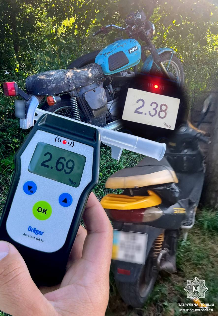 П'яні за кермом: чернігівські патрульні затримали двох мотоциклістів