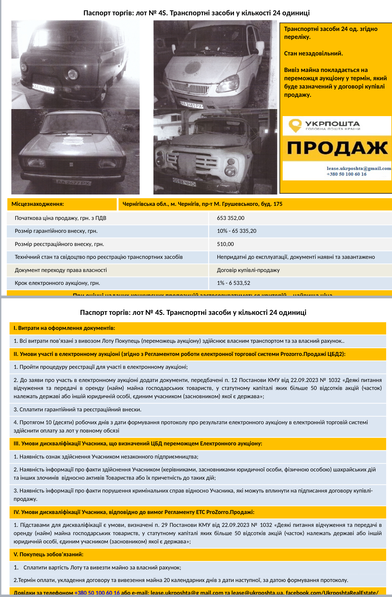 Укрпошта виставляє на продаж раритетні авто: що продають у Чернігові