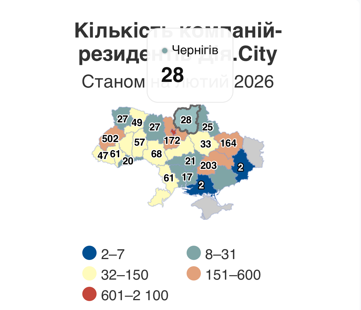 Скільки на Чернігівщині компаній є резидентами Дія.Сity? 
