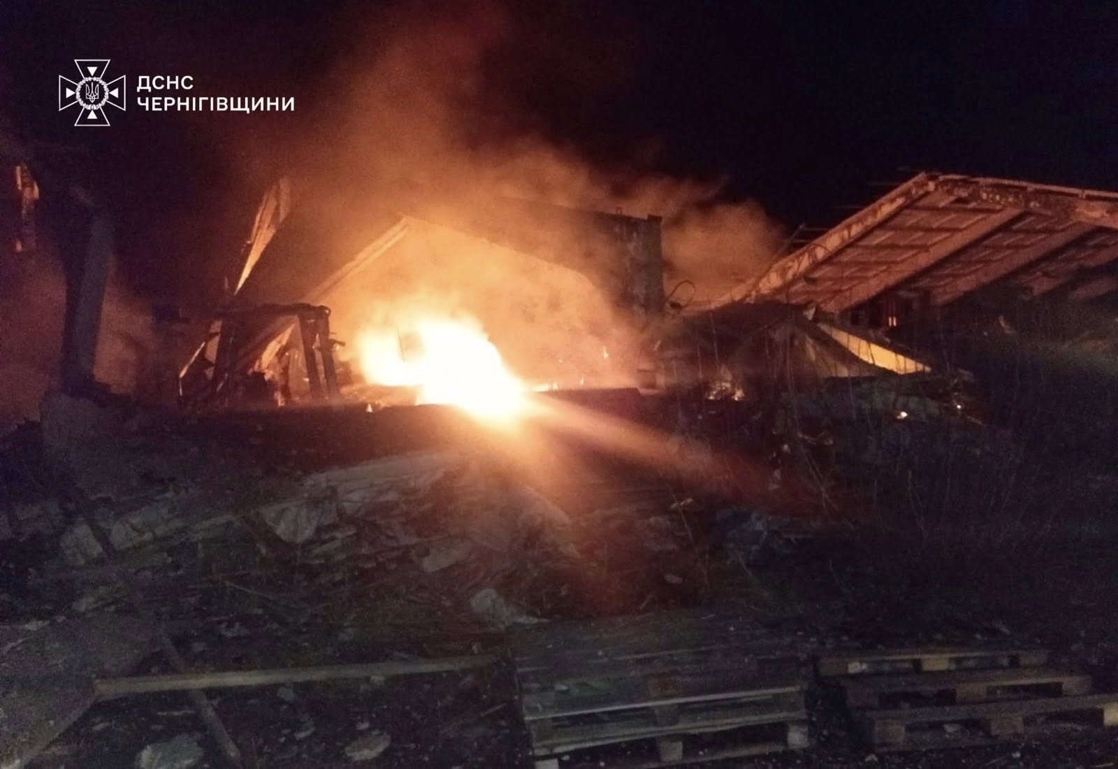 Пожежа після удару російського безпілотника. Чернігівщина, 11 березня 2026 року