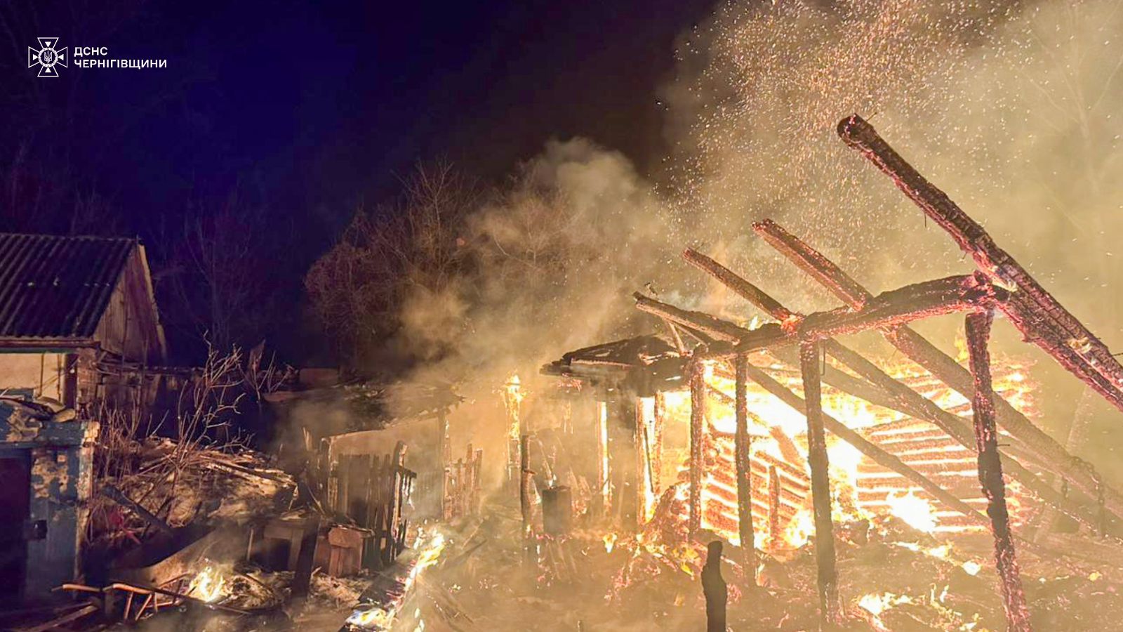 Пожежа у селі Менської громади, 12 березня 2026 року. Фото ДСНС