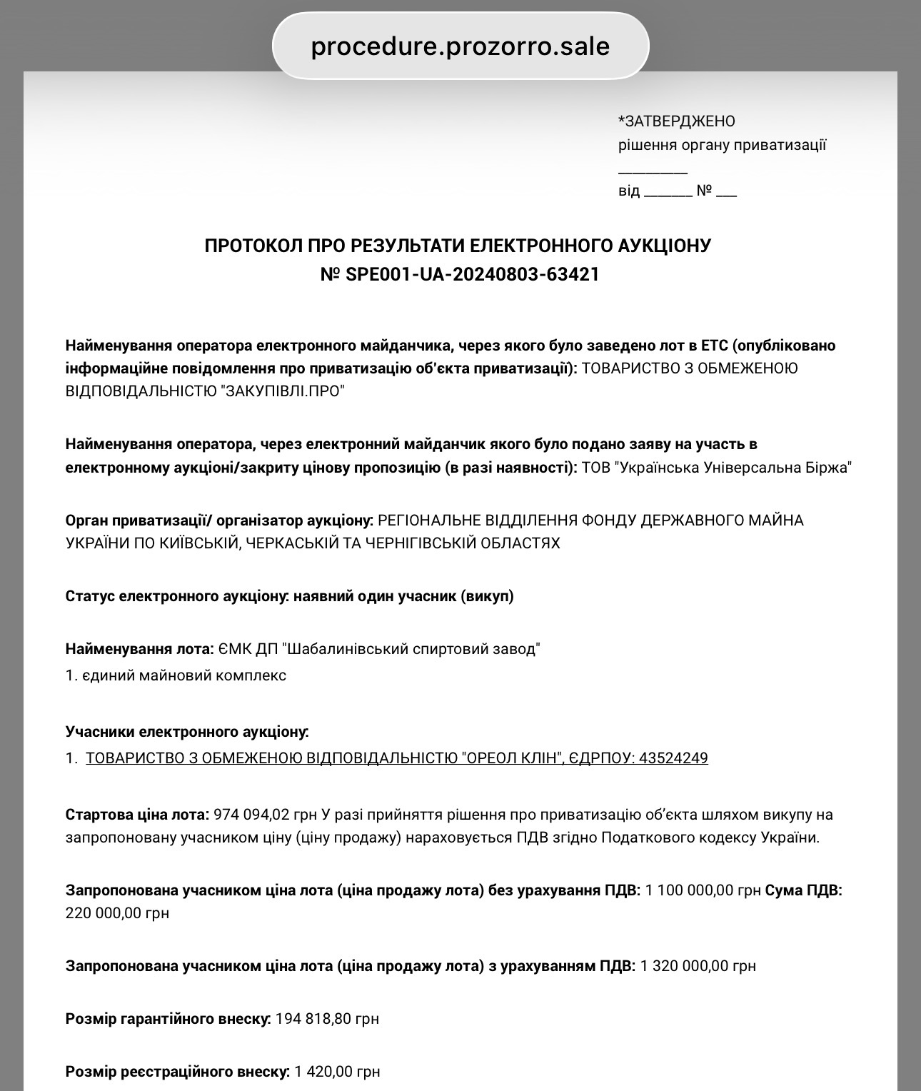 Купили за мільйон і не заплатили борги: спиртзавод на Чернігівщині повернули державі