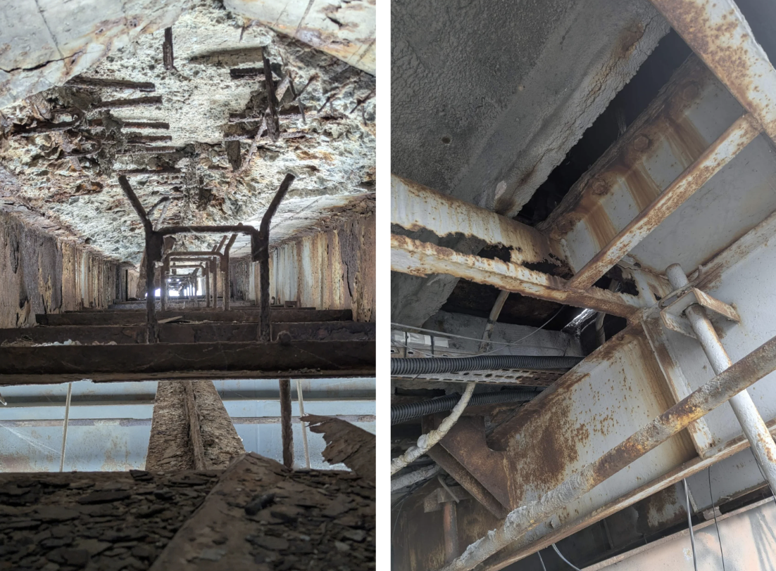 Міст Патона в Києві перебуває в аварійному стані. Так він виглядає знизу