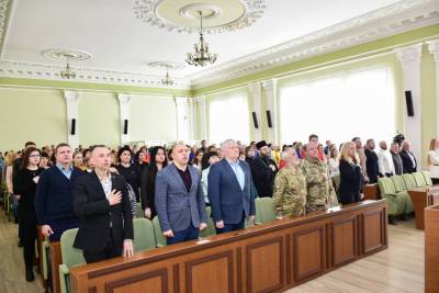 Урочисті збори у міській раді в 2023 році зз нагоди 400-ї річниці отримання Черніговом Магдебурзького права