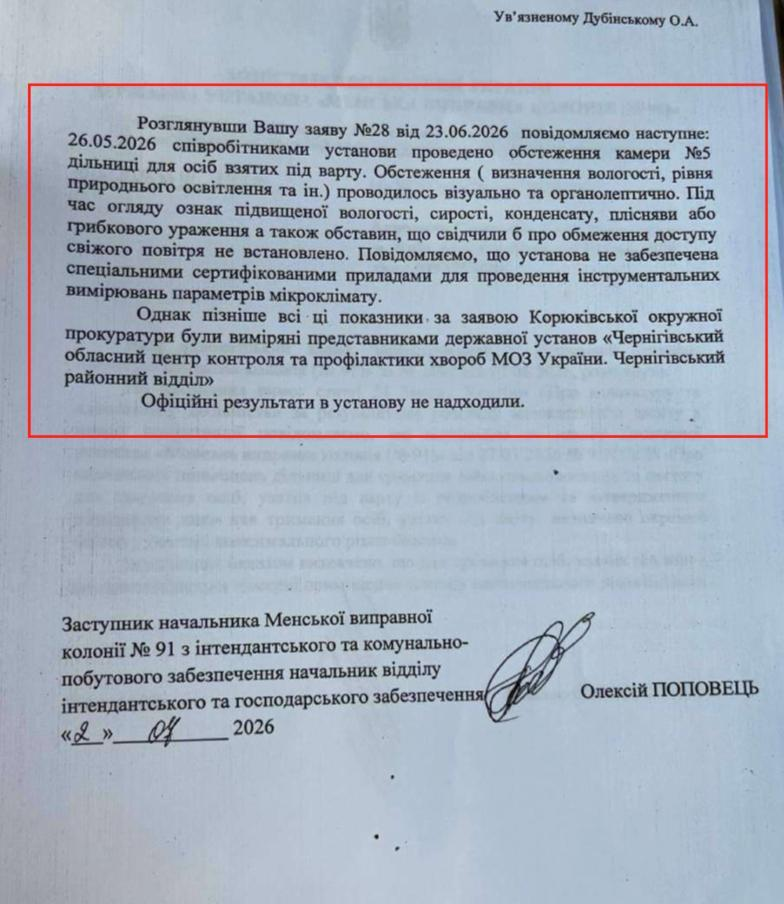 Камеру Дубінського обстежили на антисанітарію: нардеп заявив про фальсифікацію перевірки
