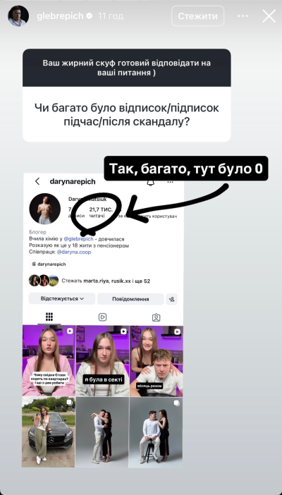 Тіктокер Репіч розповів про наслідки скандалу через зовсім юну дівчину