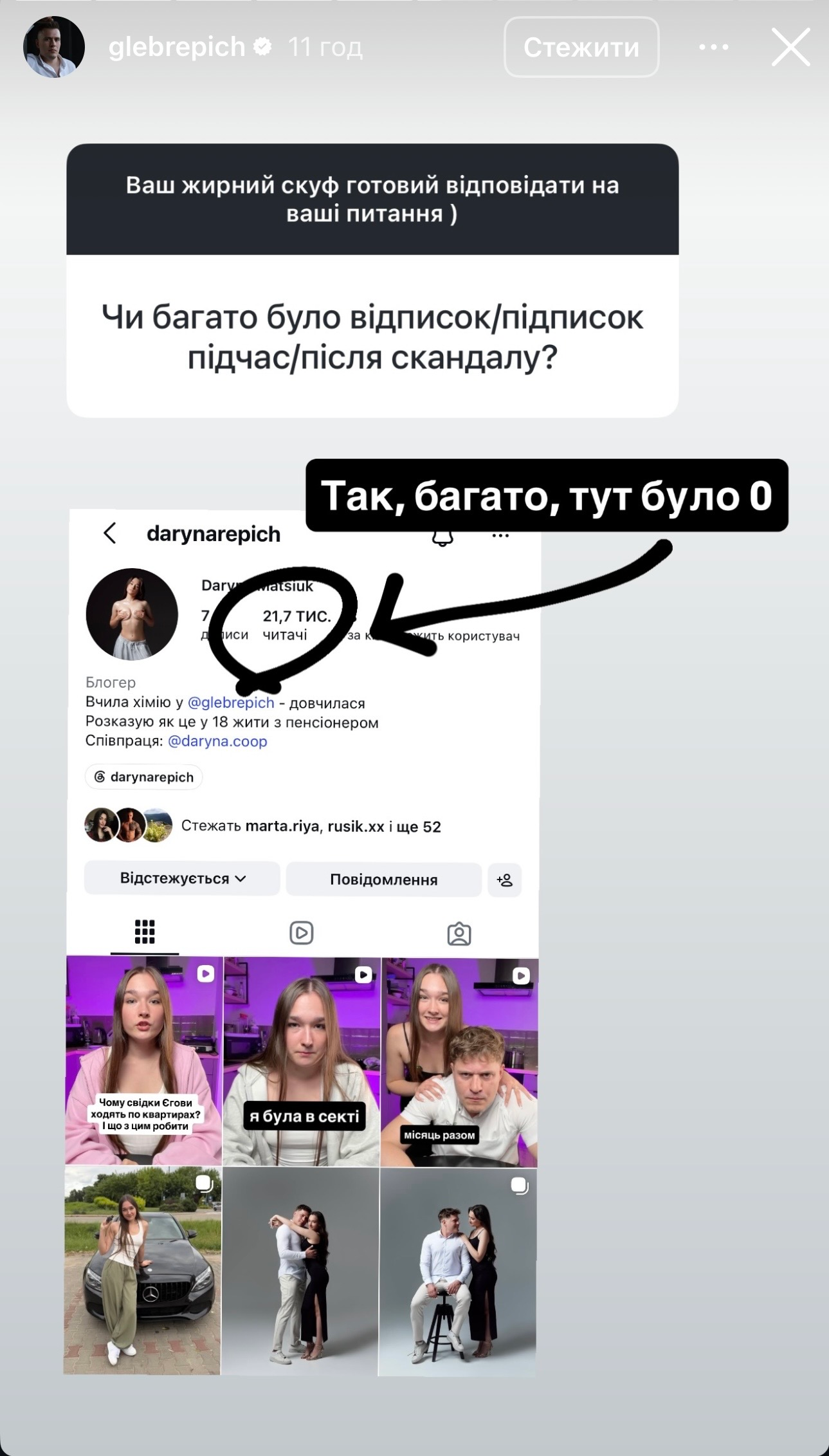 Тіктокер Репіч розповів про наслідки скандалу через зовсім юну дівчину