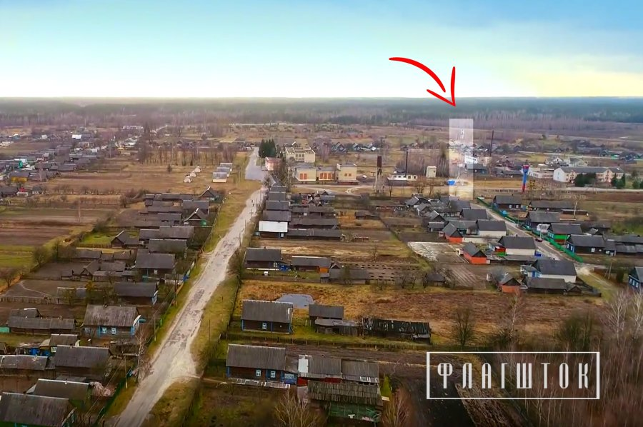 Розташування вежі в селі Тонеж Лельчицького району Гомельської області
