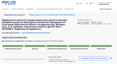 будівництво протирадіаційного укриття для потреб Прилуцької гімназії № 2